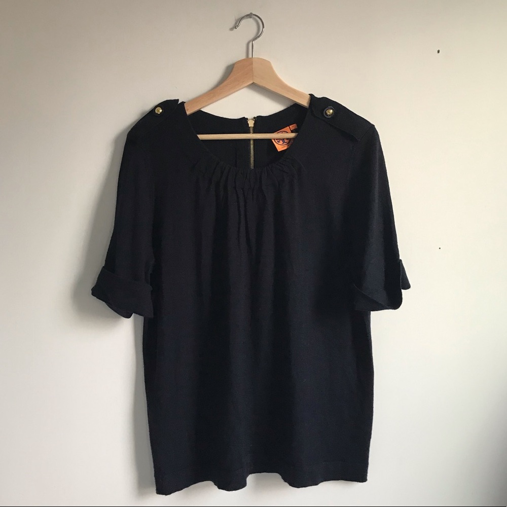 TORY BURCH navy blue wool top